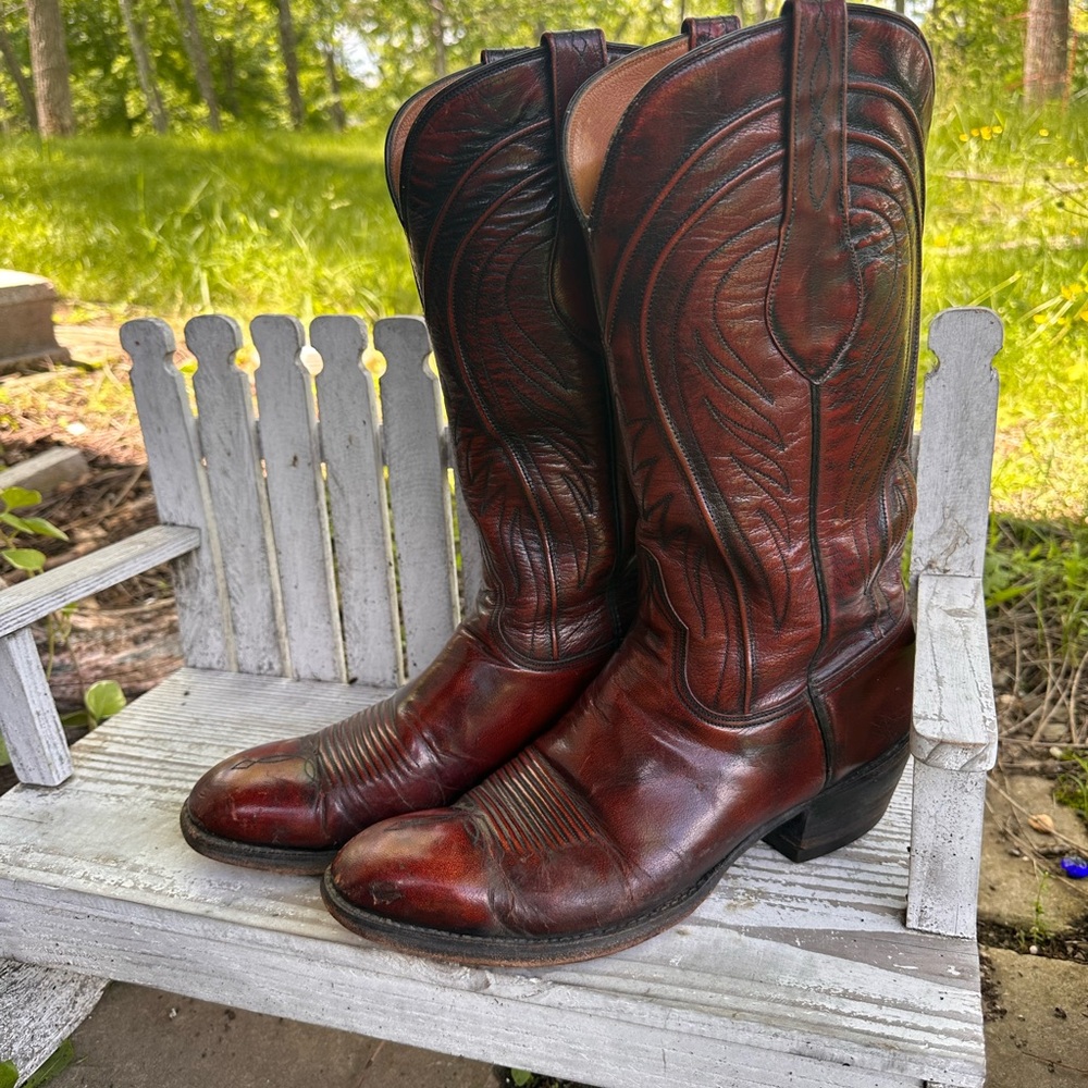 VTG Lucchese “San Antonio” Black Cherry Western Boot